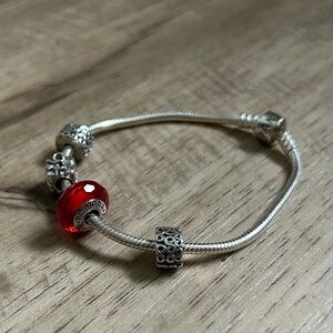 Pandora sterling Silver 925 ALE Charm Bracelet holiday festive sparkle Valentine